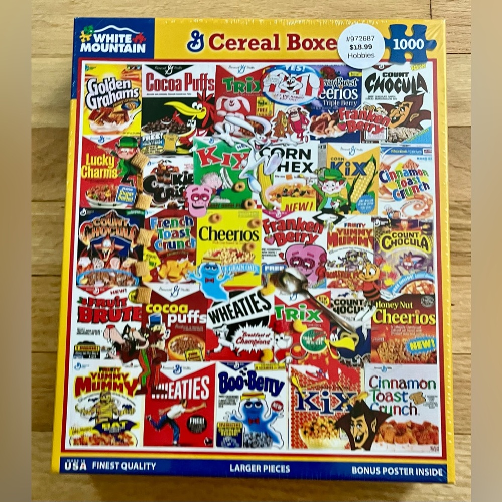 NEW & SEALED White Mountain Puzzle Cereal Boxes 1000 Piece